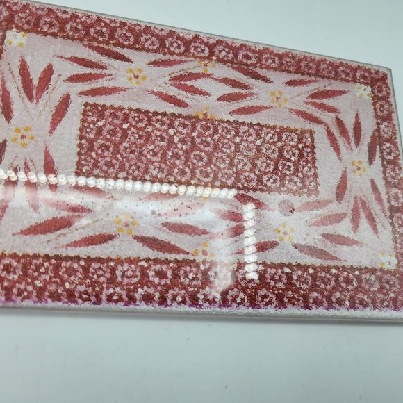 Tara Temptations Old World Tempered Glass Trivet Cutting Tray Lot of 2 Red 7 in - Picture 6 of 10